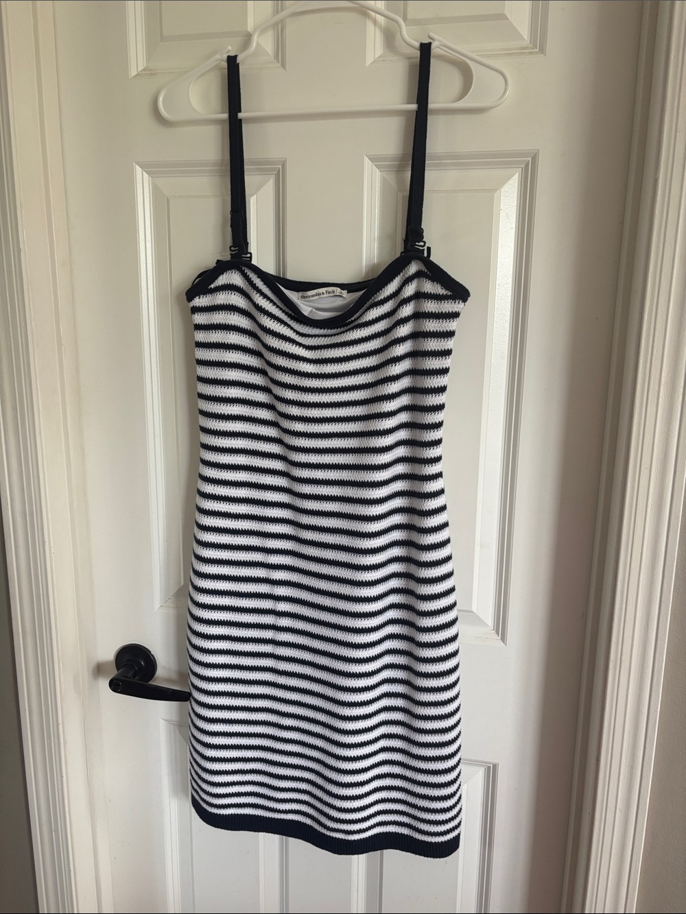 Abercrombie & Fitch Black and White Striped Knit Mini Dress